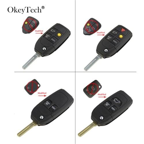 Okeytech 2/3/4/5BT Modified Flip Folding Car Key Shell Cover Case For Volvo S60 XC90 V50 S40 V70 S60 S70 S80 XC70 NE66 Blade