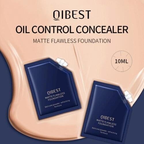 QIBEST Base Matte Liquid Foundation Portable Long Lasting Moisturizing Concealer Liquid Foundation Waterproof Face Foundation