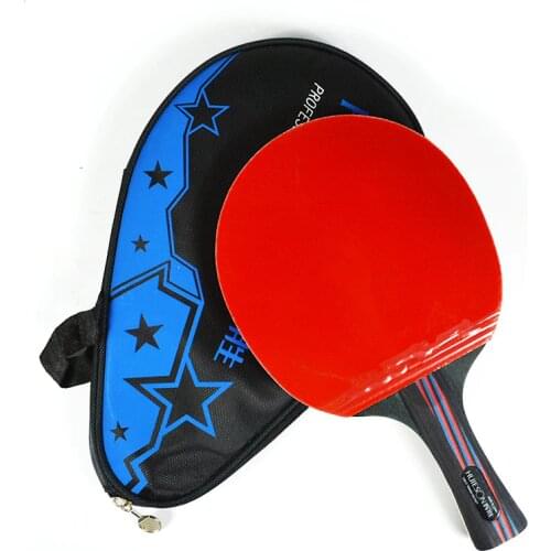 HUIESON 1Pcs Carbon Fiber Table Tennis Racket Blade Double Face Pimples-in Rubber Long Short Handle Table Tennis Bat with Cover