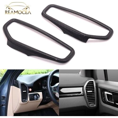 Reamocea Real Carbon Fiber /ABS Dashboard Side Air Conditioning Outlet AC Vent Trim Sticker For Porsche Cayenne 2018 2019 2020