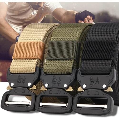 Outdoor Tactical Belt Men Adjustable Heavy Duty Military Hunting Accessories with Nylon Buckle Belt Waist Tactical Belts Me Q1L8