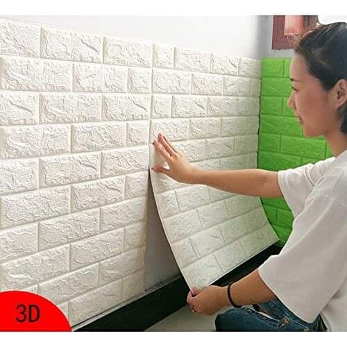 Self-Adhesive 3D Wall Sticker Imitation Brick Marble Embossed DIY Home Decoration Wallpaper Kidroom Kitchen Bedroom