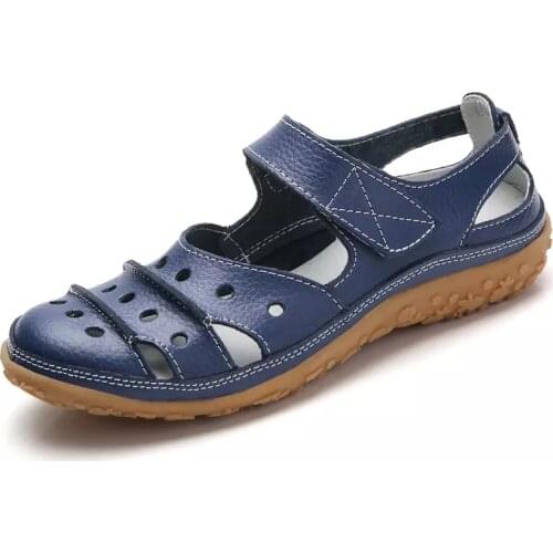 Womens Sandals Summer Leather Bag Head Hollow Casual shoes Soft Bottom Anti Slip Comfortable Multicolor Large Size 35-42