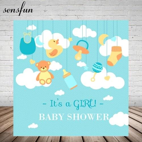 Sensfun Baby Shower Newborn Photography Backdrop Cute Yellow Duck Nipple Sock Backgrounds For Photo Studio Vinyl