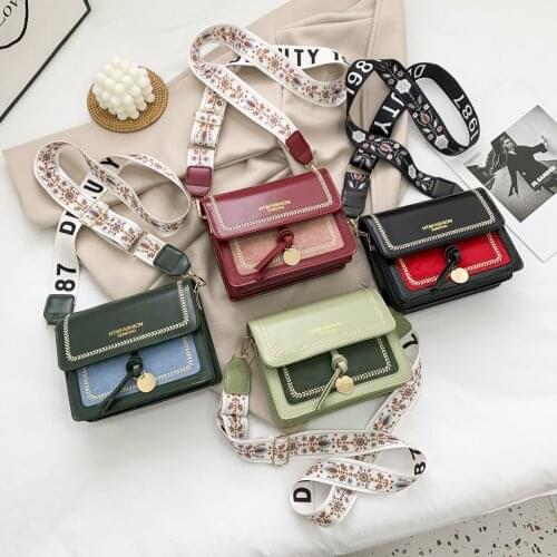 Broadband female bag 2021 new shoulder bag ladies messenger bag luxury designer female bag Contrast color Leather Crossbody Bags