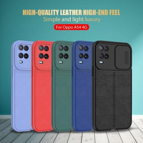 Lychee Pattern Silicone Sofe Cases For Oppo A54 A52 A53 A53S A32 4G/5G Shockproof Phone Protector Back Push Window Coque Fundas