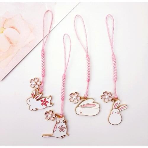 Cute Korean Rabbit Decor Strap Lanyards for IPhone/Samsung Kawaii Keys Mobile Phone Strap Hanging Rope Smartphone Charm