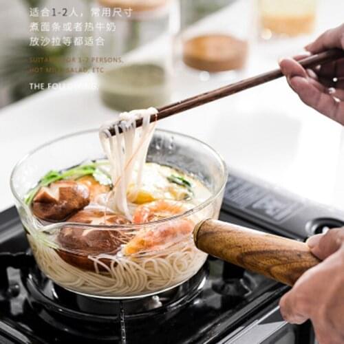 Heat-resistant Glass Milk Pot Transparent Soup Pot Household Noodle Cooker Salad Pot Anti-scalding Handle Pots for Cooking