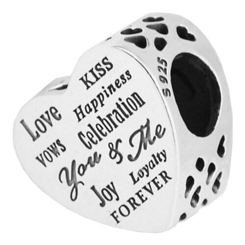 Celebration Heart Charm Jewelry Making Sterling Silver Jewelry Charms For Woman Fits Beaded DIY BraceletS