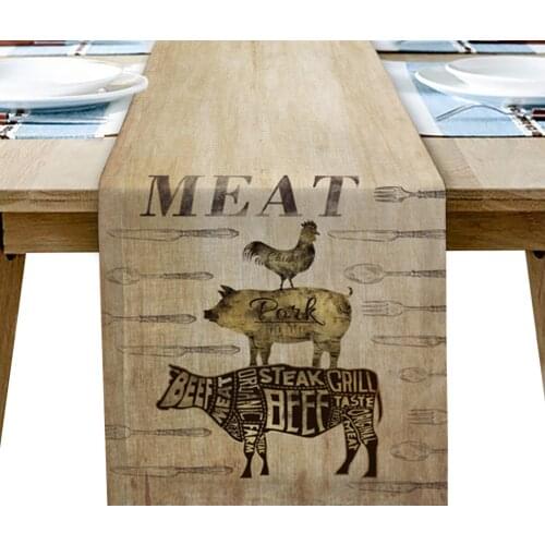 Farm Theme Cow Chicken Tableware Table Runner Wedding Table Decor Party Dining Table Runner Home Hotel Decor Tablecloth Placemat