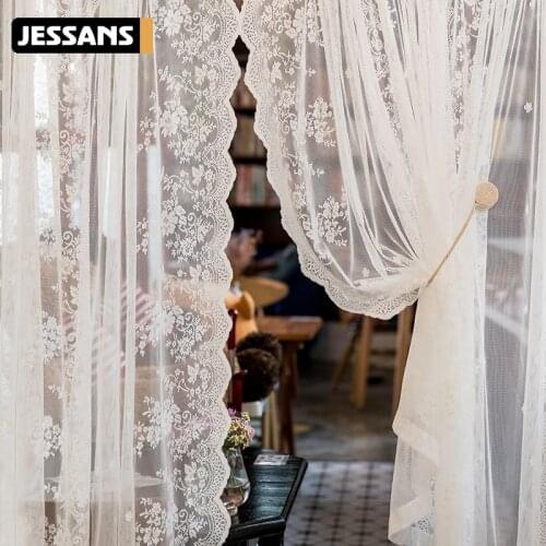 Korean vertical bar embroidered curtain lace Princess wind door curtain bedroom partition decorative embroidered curtains tulle