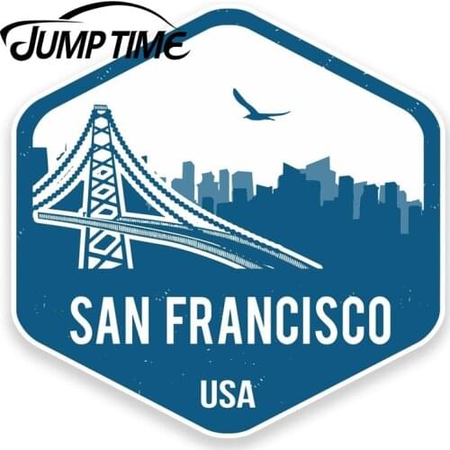 Jump Time San Francisco Vinyl Sticker Luggage Travel Tag California USA Fun Window Bumper Decal Waterproof Car Accessories