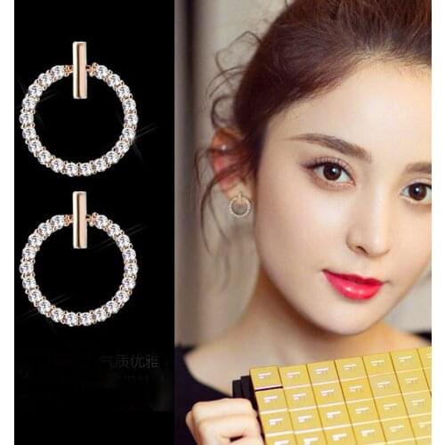 YANHUI Newest Charming Rose Gold Fine Stud Earrings For Ladies Women Small Round Earrings Jewellery Birthday Gift Anti Allergy