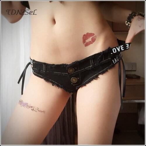 Summer Sexy Nightclub Low Waist Denim Thongs Women Mini Jean Shorts Sex Pole Dance Trikini Thong 2020 Spodenki Damskie Jeansowe