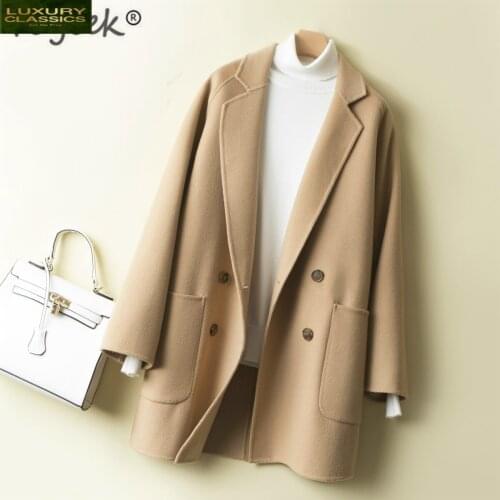 Winter Women Jacket Autumn 100% Sided Wool Coat Female Korean Fashion Spring Woolen Clothes Double Breasted Coats LWL1305
