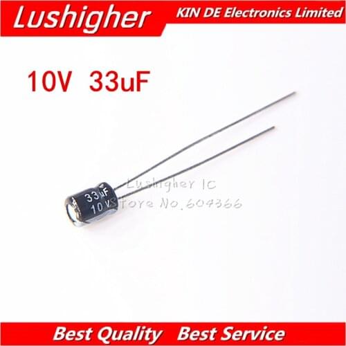 10PCS 10V33uF 4*5mm 33UF 10V 4x5 mm Aluminum Electrolytic Capacitor DIP
