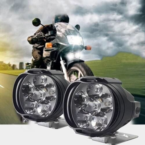 2 Pieces of 6LED Auxiliary Headlights for Motorcycles and Electric Vehicles, White High-brightness Spotlight Auxiliary Lights