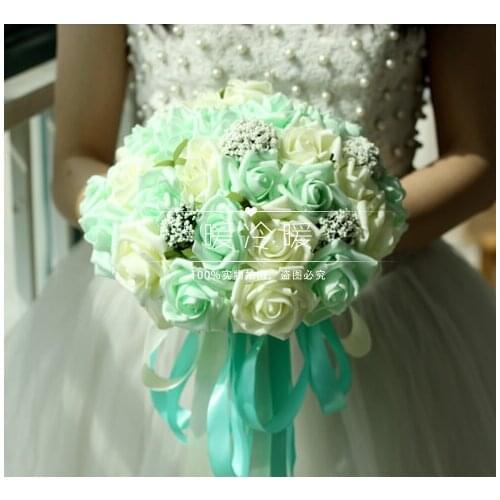 2017 All colors In Stock Romantic Wedding Bridesmaid Rose Pearls Artificial Flowers Bridal Bouquets Handmade Wedding Bouquets