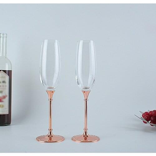 Oh 240ML Champagne Flutes Wine Glass Crystalline Luxury Wedding Party Toasting Goblet Crystal Rhinestones Design Tulip Glass