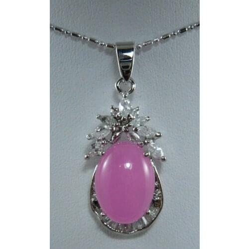 3 kinds! ladys nice pink jades inlay crystal pendant necklace