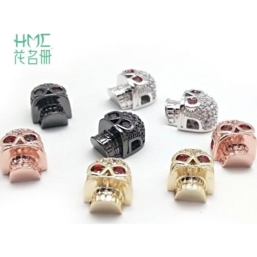 4pcs/lot DIY Copper Spacer Beads Skeleton Charms Skull Head Beads 10*13mm for Bracelets Bangles Jewelry Making