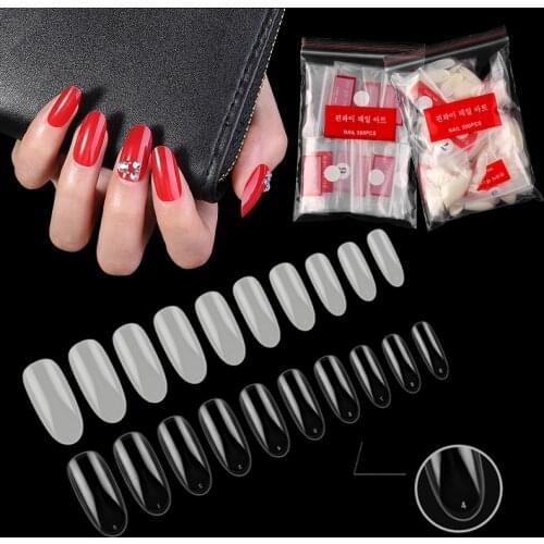500pcs/bag False Nails Display Tips Acrylic Ballerina Artificial Transparent/Natural Guide Capsule Stiletto Full Cover Fake Nail