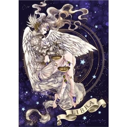 5D DIY Full Round Diamond Painting Aesthetic Constellation Cross Stitch Anime Girl Embroidery Rhinestone Mosaic Home Decor Y1549