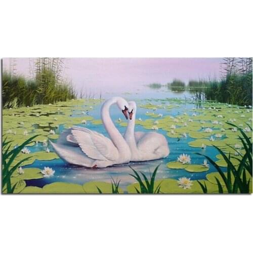 Lotus Pond Swan Lover 70x130cm 3D Diamond Embroidery DIY Diamond Painting Sitting Room Adornment With Drill Cross-Stitch
