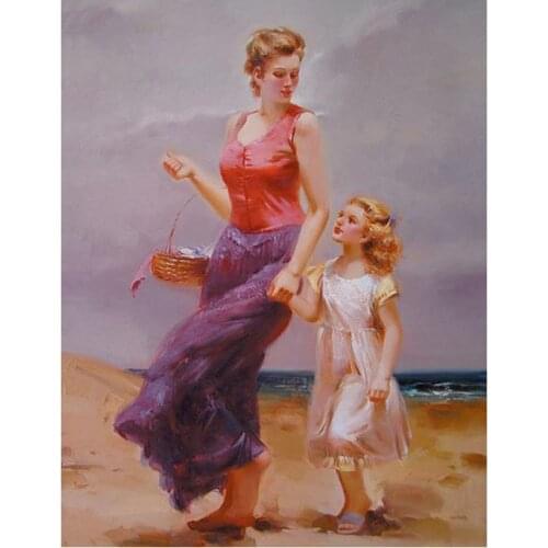 Free shipping impression figure girl women seascape canvas prints oil painting printed on canvas wall art decoration picture