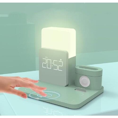Fast Qi Wireless Charger Night Desk Lamp For Iphone Iwatch And Airpods 3 In 1 Charging Dock Night Desk Lamp Chargers Dropship