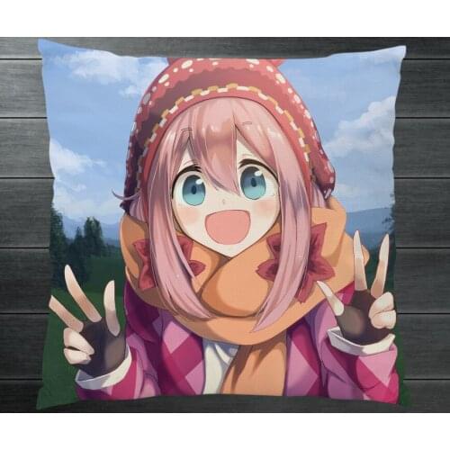 Laid-Back Camp Yuru Camp Nadeshiko Kagamihara Cartoon Cute Two Sides Pillowcase Fanart Pillow Cushion Case Cover Cosplay Gift P5