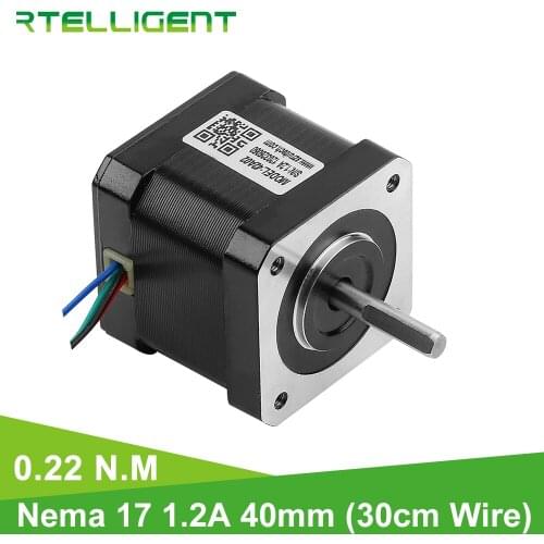 Rtelligent 22N cm(31.5oz.in) 3D printer motor 4 lead Nema 17 stepper motor 42 motor 40mm 1.2A step motor for CNC Mechanic Motor