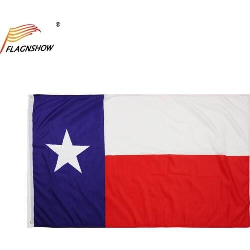 Flagnshow Texas State Flag One Piece 3X5 FT Hanging Polyester TX Banner with Brass Grommets