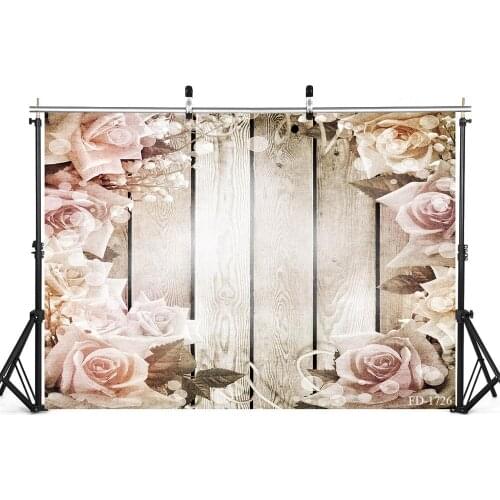 Blooming Rose Flower Wood Board Photography Background Props For Baby Shower Kids Portrait Food Cake Backdrop Photo Studio Decor