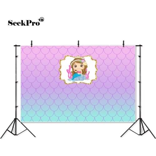 Thin vinyl mermaid picture frame glitter shell baby children photo Backgrounds Professional indoor Photographic studio Backdrops