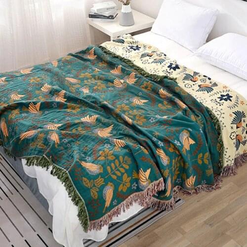 Bohemia style tassel Cotton Reactive printed Blanket Nordic sofa cushion cover blanket towel bed cover for all seasons