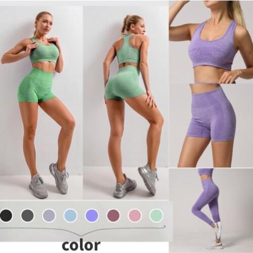 3pcs Women Sportswear Vital Seamless Yoga Set Fitness Sport Suit Long Sleeve Crop Top Shirts +Leggings Workout Clothes Gym Set