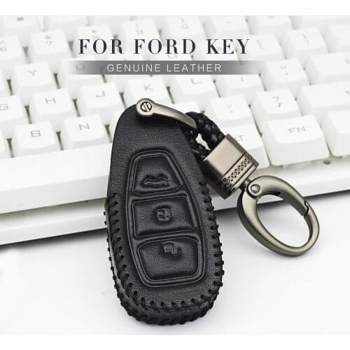 Car Key Protection Shell Key Case Cover For Ford Focus 3 MK3 MK2 Kuga Fiesta MK7 ST Mondeo Mk4 4 Fusion KA C Max Leather Keyring
