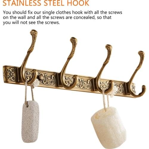 4/5 Row Hooks Coat Hanger Door Hooks Classical Robe Hooks Luxury Bathroom Wall Carving Antique Robe Hook Bathroom Accessories
