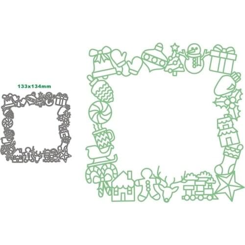Metal Cutting Dies Christmas Flower Frame Stencils for DIY Album Paper Card Decorative Craft Die Cuts 2021 New