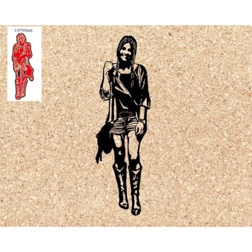 Fashion lady with Dog Metal Cutting Dies Frame for DIY Scrapbooking Cards Album Embossing Crafts Die Cut New
