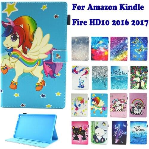 Fashion Pattern Protective shell Case for Amazon Fire HD10 2016 2017 Case Cover For Amazon Kindle Fire HD 10 7th 10.1" Tablet PC