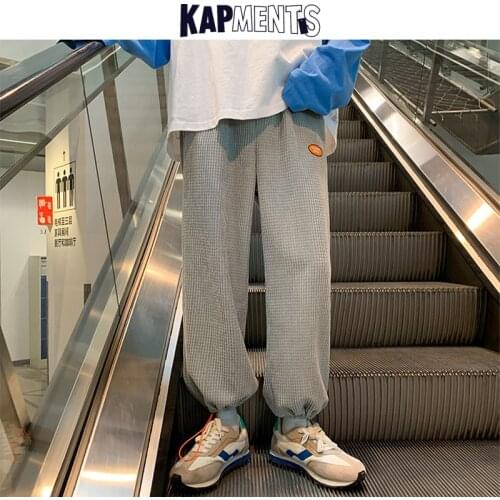 KAPMENTS Men Harajuku Vintage Baggy Sweatpants 2021 Mens Japanese Streetwear Causal Y2k Joggers Pants Male Solid Straight Jogger