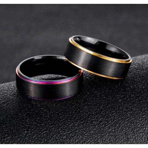2020 trend titanium steel ring mens high-end jewelry colorful black gold lasha electroplating ring jewelry gift