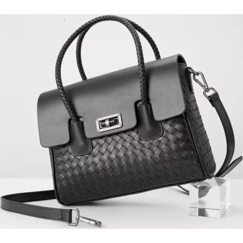 New Fashion Simple One-shoulder Handbag Light Luxury Cross-body Bag Small Bag Pillow Bag Leather Woven Leather Bag For Women