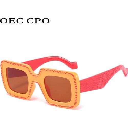 OEC CPO Fashion Orange Square Sunglasses Women Classic Punk Sunglasses Men Vintage Shades Female Eyewear Oculos UV400 O926