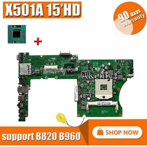 Original For Asus X501A laptop motherboard X501A X401A REV2.0 15.6" HD Support B820 B960 CPU Mainboard send CPU