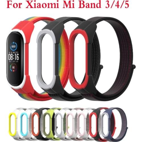 Original mijobs Rainbow wristbands for xiaomi mi band 5 strap nylon adjustable band for mi band 5 band for mi band 4 strap