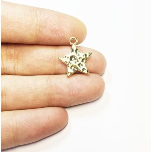 Eruifa 20pcs 15mm Nice Hammered surface Star Wholesales necklace,earring bracelet jewelry DIY handmade 2 colors