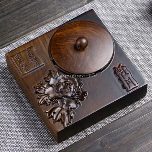 Ashtray wood carving classical Chinese wind ebony decorative ashtray ornaments Home adorns a product
